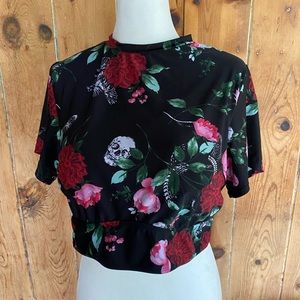 Torrid Active-wear Skull & Peony Crop Top